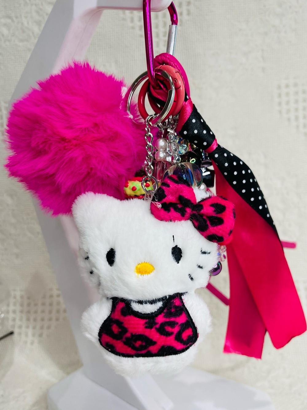 Custom OOAK Hello Kitty bag charm/keychain design